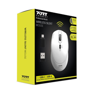 Port Wireless Silent 3600DPI 3 Button USB Mouse - White